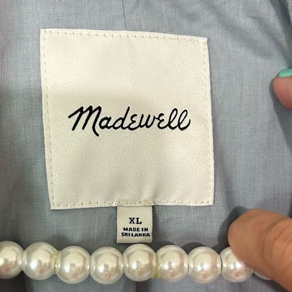 Madewell Sky Blue Window Pane Linen Cotton Blend Relaxed Larsen Blazer SIZE XL - Picture 4 of 11